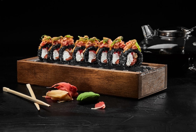 California black roll with eel salmon shrimp and tobiko