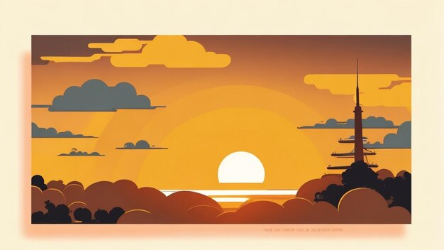 Калифорнийский мечтательный пейзаж живописный закат над золотым горизонтом