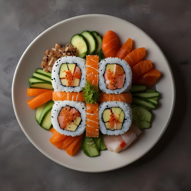 Foto california roll sushi delight su un piatto artistico