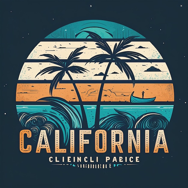 Foto california surfing paradise tee ontwerp voor drukken