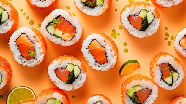 California sushi isolated on orange background