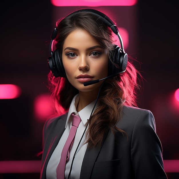 Call center girl futuristic abstract background