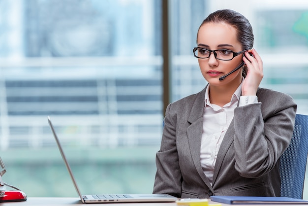 Call center operator in business concept