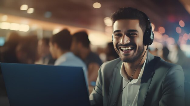 Call Center Person Smiled While Working and Providing Service