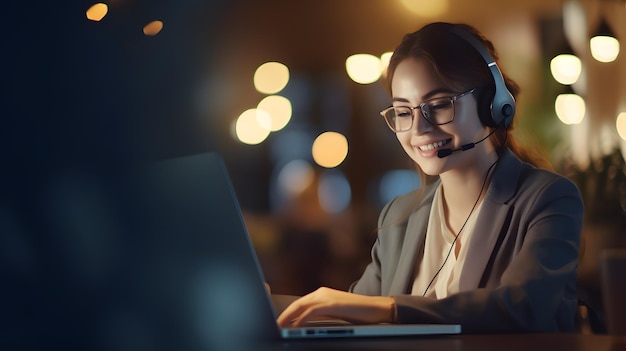 Call Center Person Smiled While Working and Providing Service