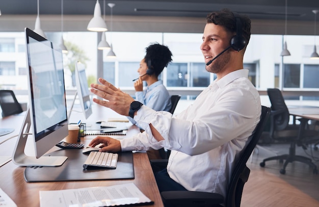 Premium Photo | Call center team and businessman in office for crm