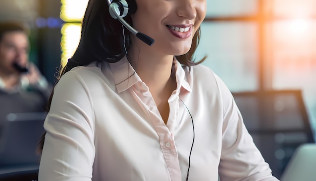 call center vrouwen glimlachten werken en bieden dienst met beleefdheid