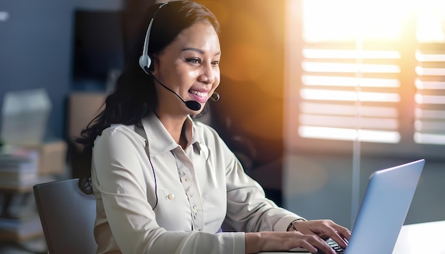 call center women smiled working and providing service with courtesy