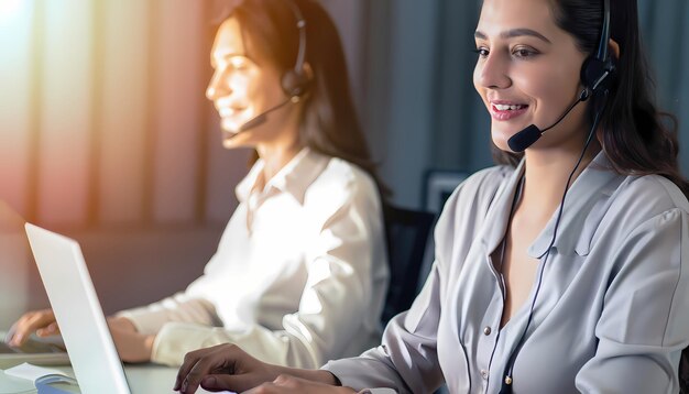 Call center women smiled working and providing service with courtesy