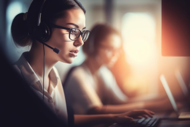 Call center work woman Indian operator Generate Ai