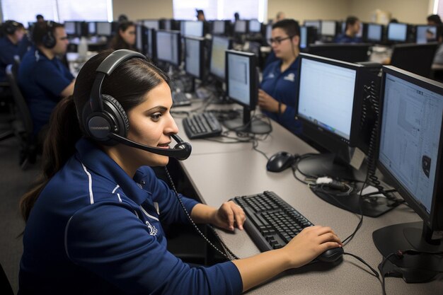 Foto lavoratori del call center alla scrivania