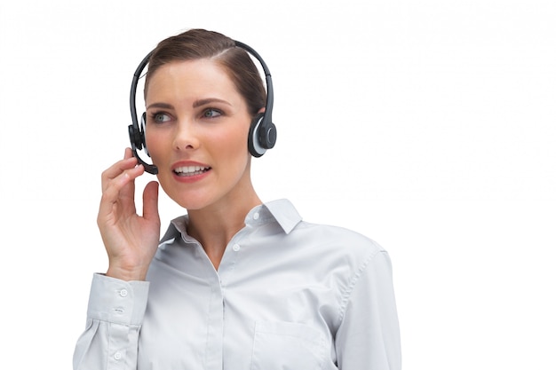 Photo call centre agent wearing headset