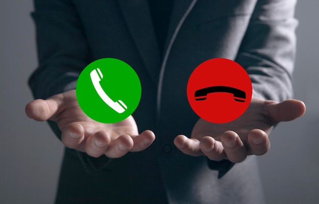 Call icon Accept or reject a call Holds in hand