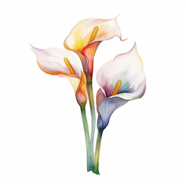 Calla bloem afgebeeld in een charmante aquarel afbeelding