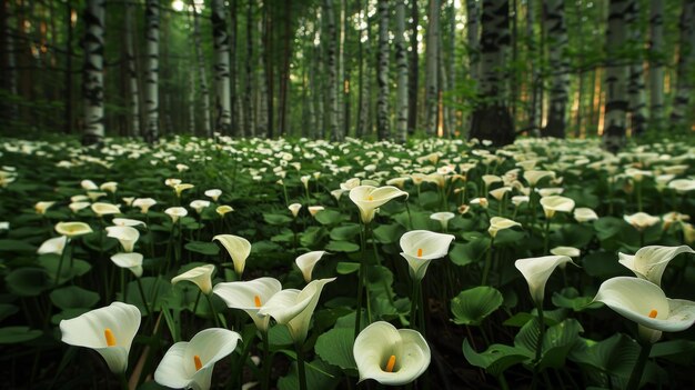 Photo calla lilies in the forest