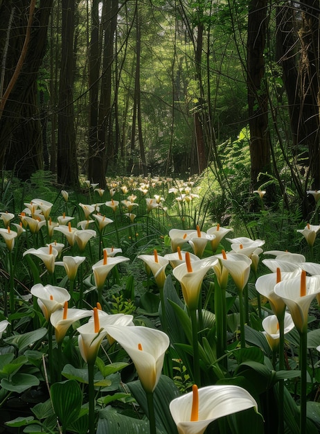 Photo calla lilies in the forest