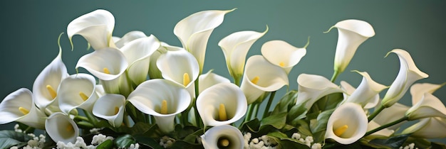 Photo calla lily flowers isolated on flat banner image for website