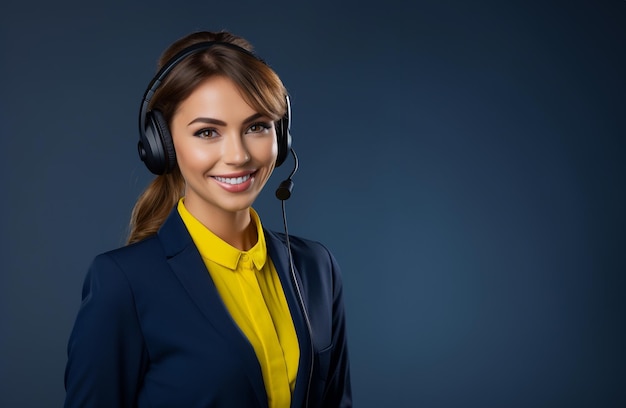 Callcenter helpdesk specialist Assistent Vrouw met headset op hoofd Professionele dresscode