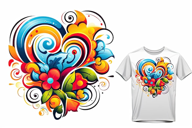 Premium AI Image | Calligraphic heart shape design for a shirt logo ...