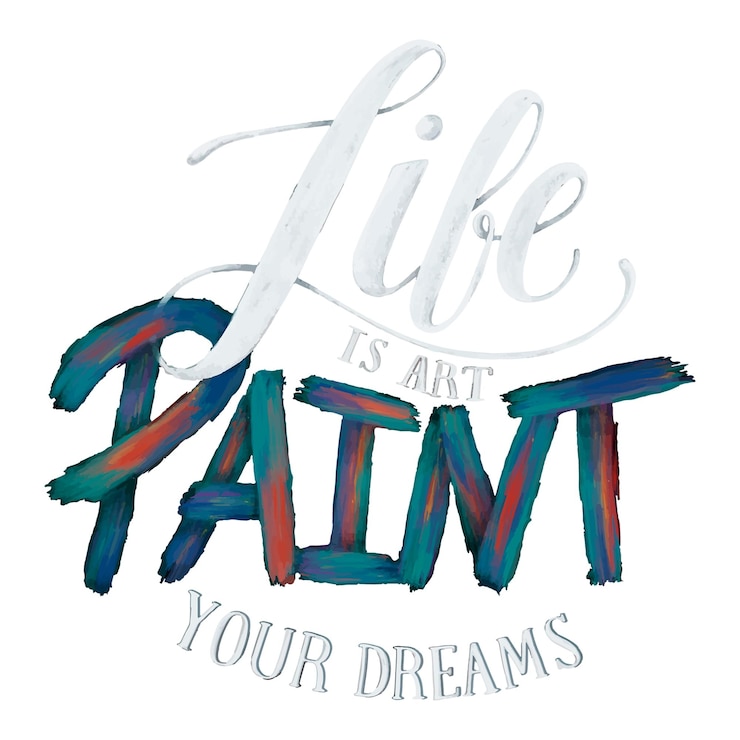 फोटो calligraphy sticker png life is art paint your dreams