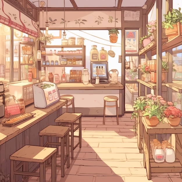 Calm cafe atmosphere