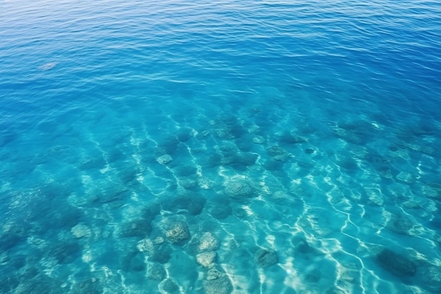 Calm clear blue sea water background blue azure sea water texture created with generative ai tools