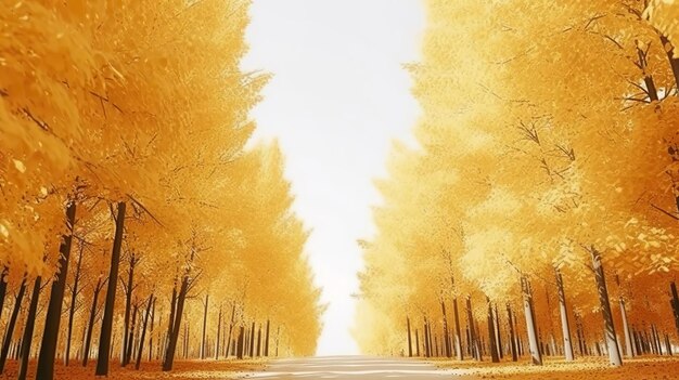 Calm fall season Beautiful landscape with road in a