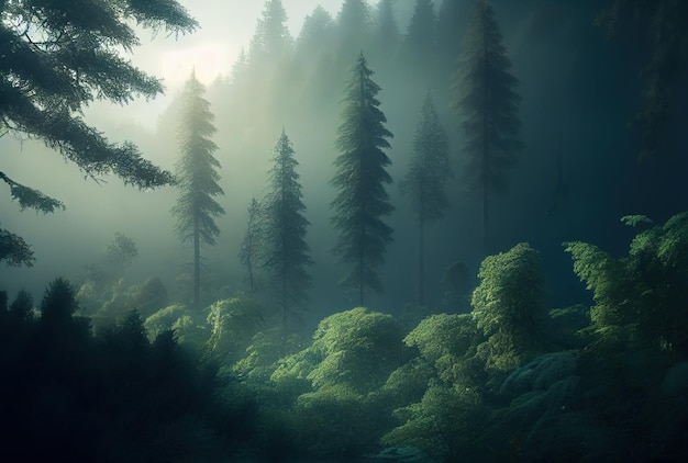 Calm green forest