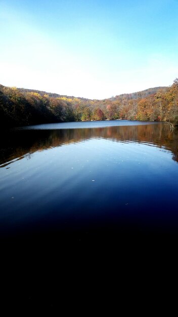 Foto lago calmo contro un cielo limpido