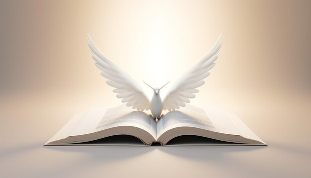 Photo a calm open book whose pages turn into bird wings