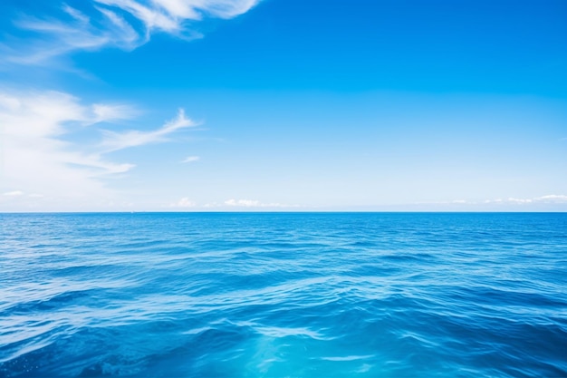 Calm sea ocean and blue sky background