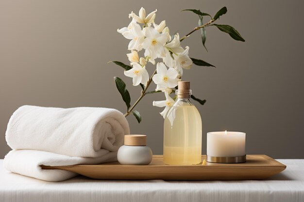 A calm and serene spainspired arrangement that showcases bath salt a bottle of fragrant jasmine oi