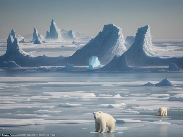 Foto calma arte standard della natura con immagini di ghiaccio alla deriva del polo nord