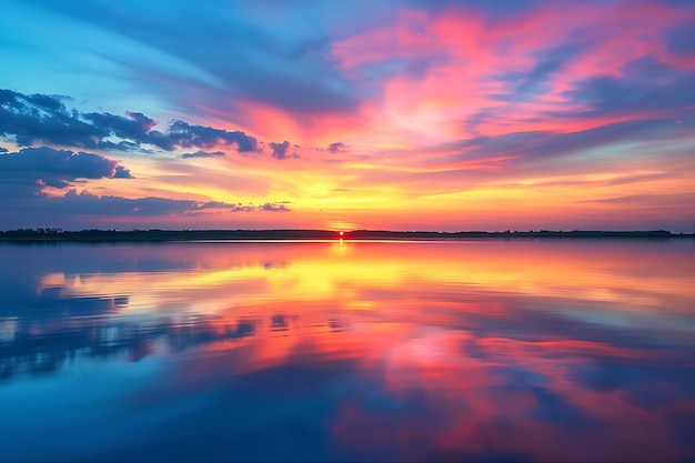 写真 静かな 夕暮れ の 中 で 静かな 水 の 反射