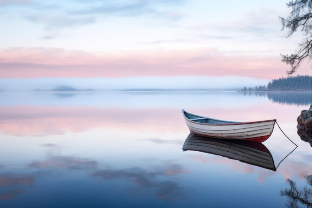 Photo a calm water with a lone boat