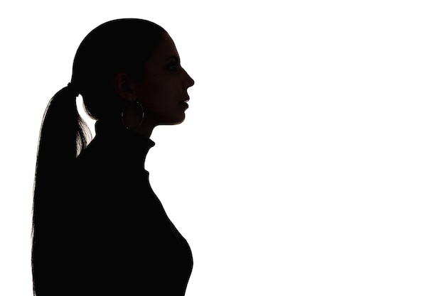 Photo calm woman silhouette profile portrait identity