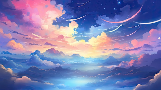 calming bright colors airy clouds sky stars relaxing serene peaceful serene