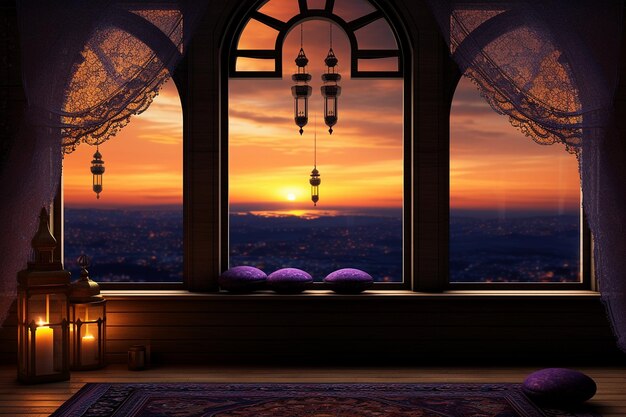 Photo the calming twilight of ramadan