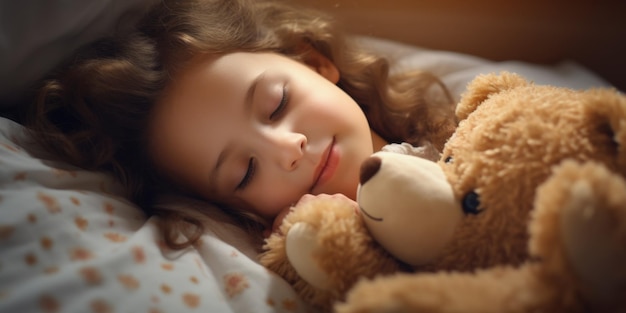 Photo calmly sleeping child generative ai