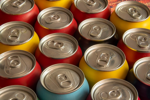 Calorie soda cans for conceptual use representing that of calorie intake