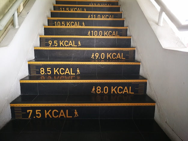 Photo calories counting at staircase in a office straight