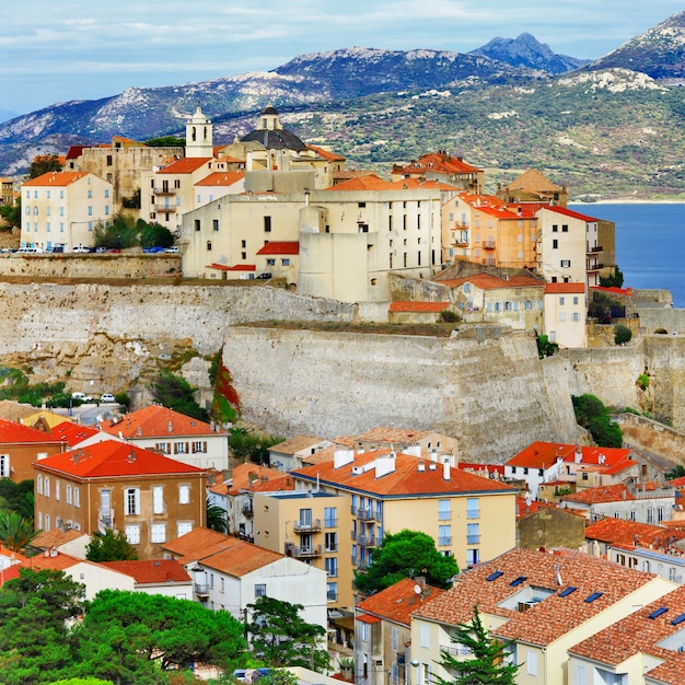 Calvi town, view of medieval fortress.