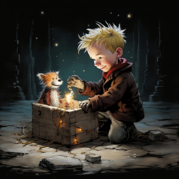 Photo calvin and hobbes unleashing the power of the magic box transmogrifying boundaries