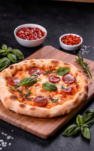 Calzone Italian pizza with fresh herbs and herbs healthly food