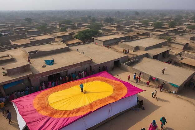 CambayGujaratIndia15 January 2025 People enjoying the Kite festival on the roof top of their residence