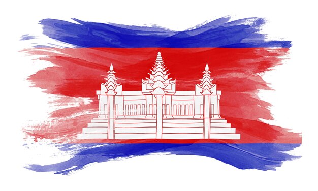 Cambodia flag brush stroke national flag