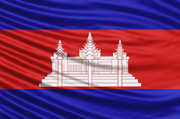 Cambodia Flag Wave Close Up, national flag background