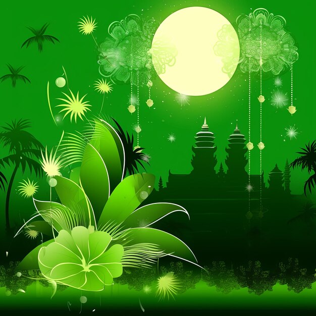 Cambodian New Year background in green