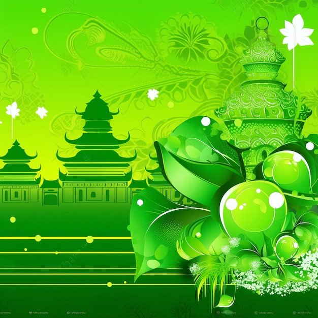 Cambodian New Year background in green