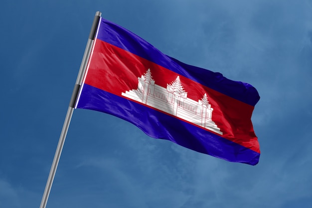 Cambodja vlag zwaaien